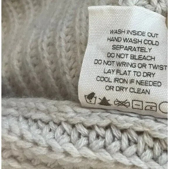 Intermix Wool/Cashmere Cream Pullover Mock Turtleneck Crop Sweater Sz M - Picture 14 of 14